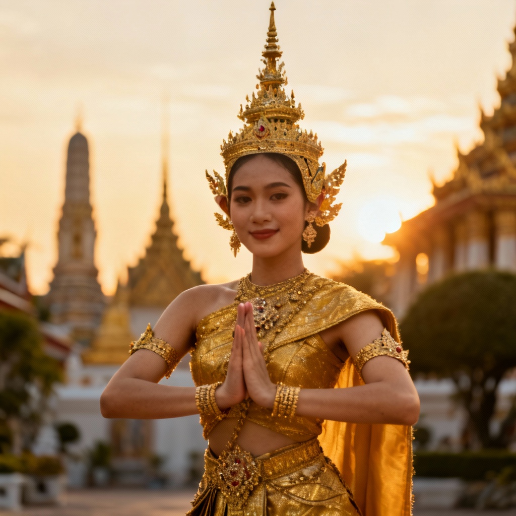 AI Thai traditional dancer in ornate costume