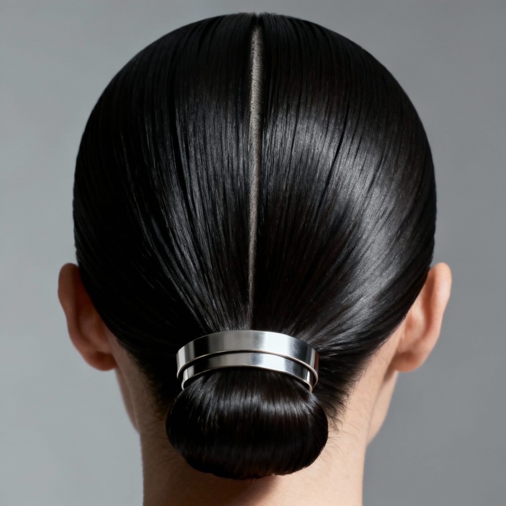 AI sleek chignon with metallic hair jewelry