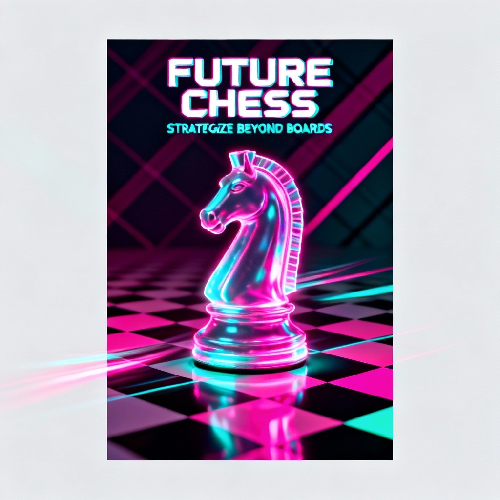 Cyber themed chess tournament poster with dynamic layout
