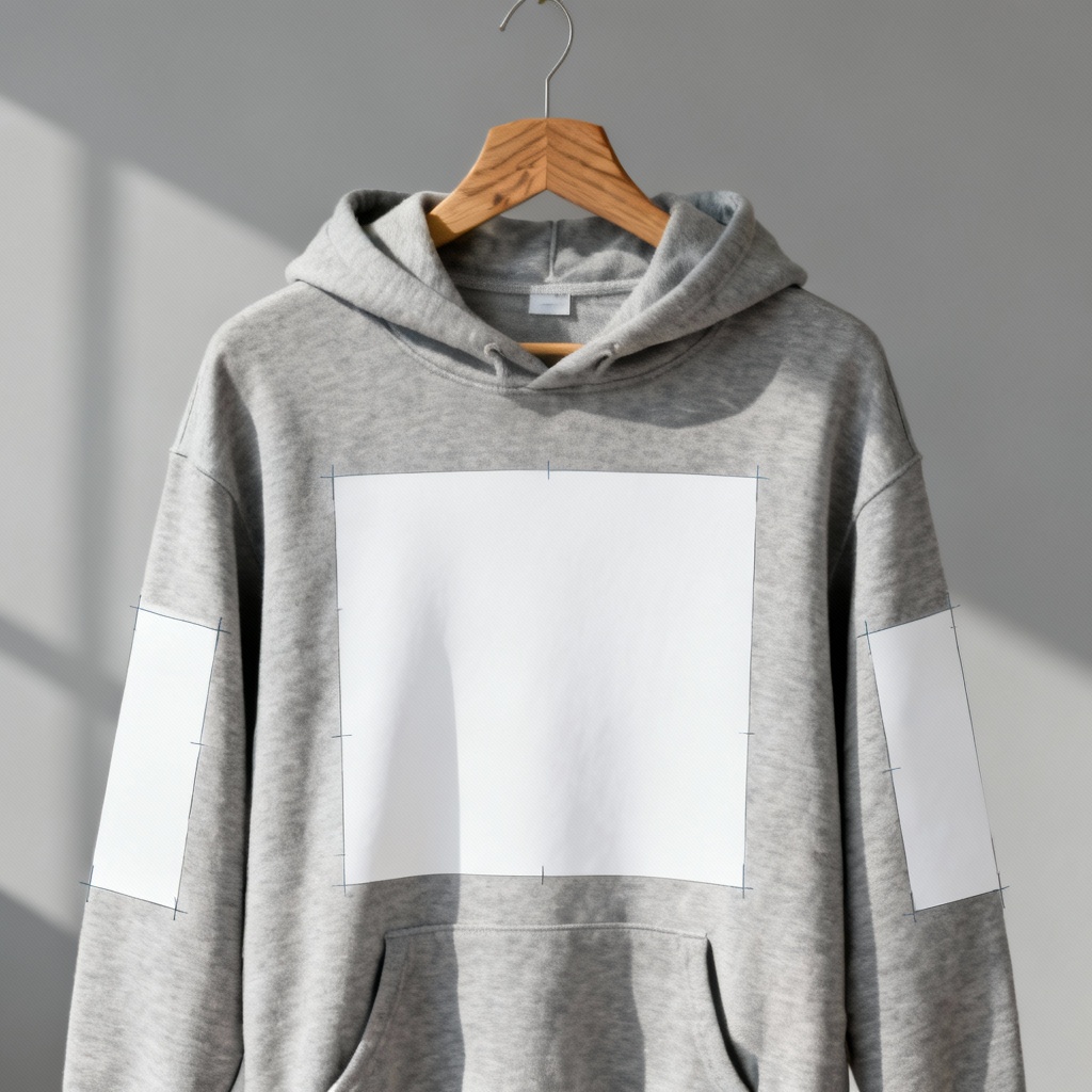AI hoodie mockup hanging in studio