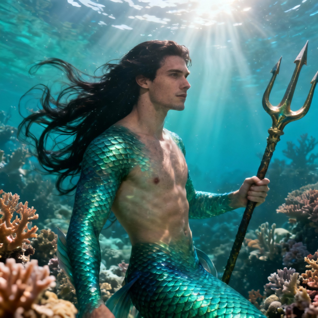 AI Male Mermaid Portrait