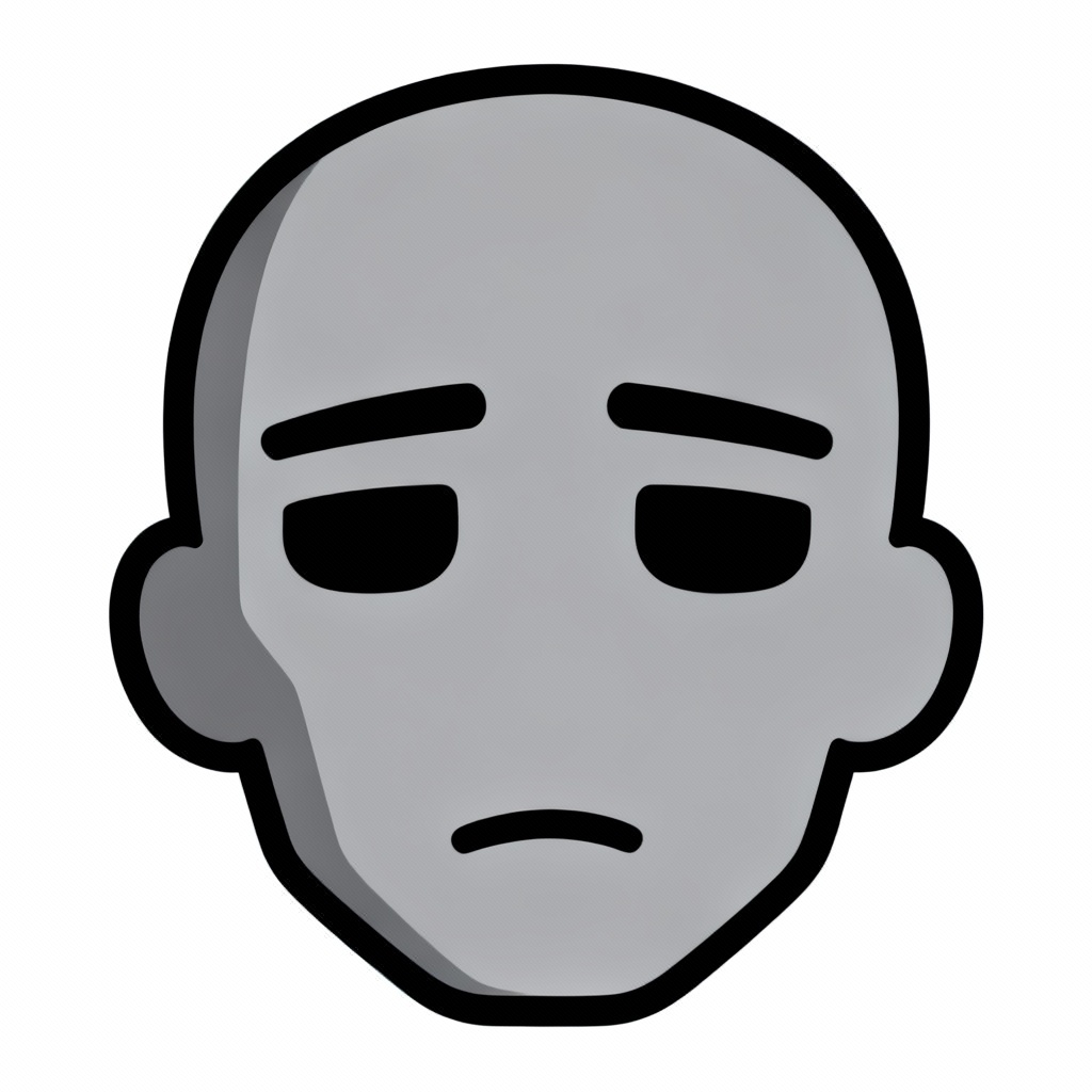 AI NPC face meme close-up in gray minimal vector style