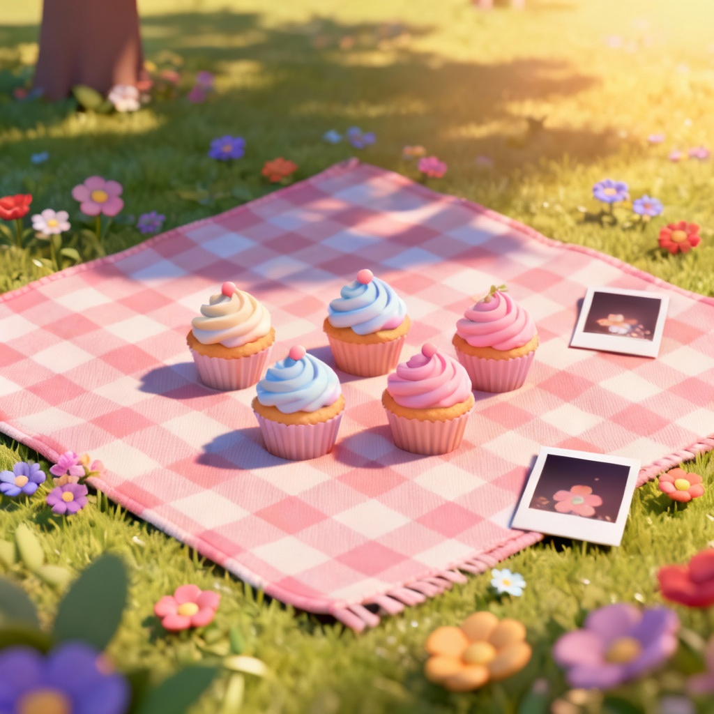AI Pastel Birthday Picnic Setup