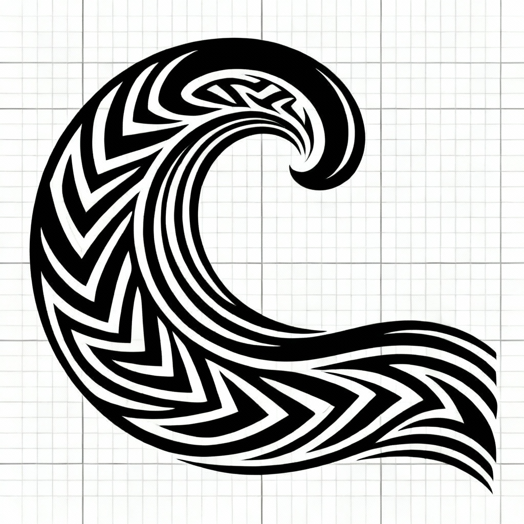 AI Tribal Wave Calf Tattoo Design
