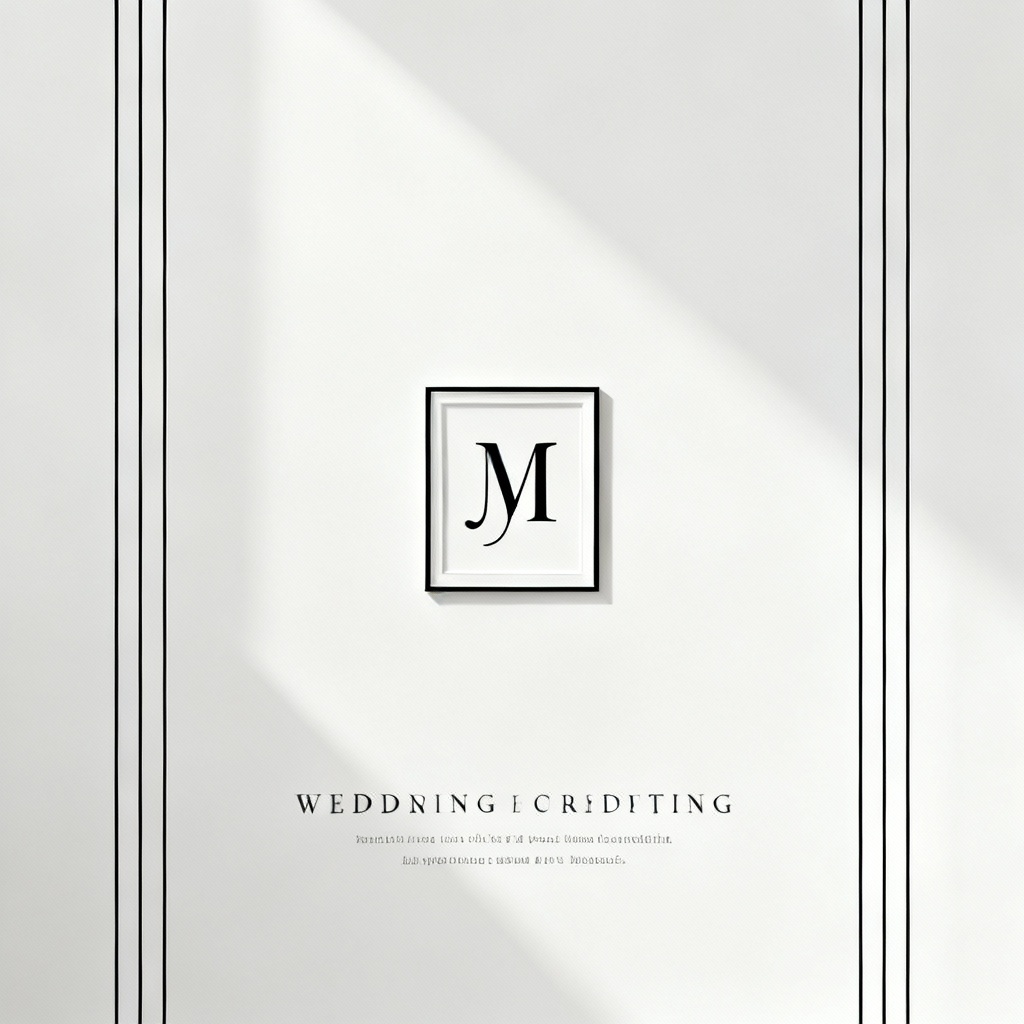 AI modern minimal wedding background with monogram frame
