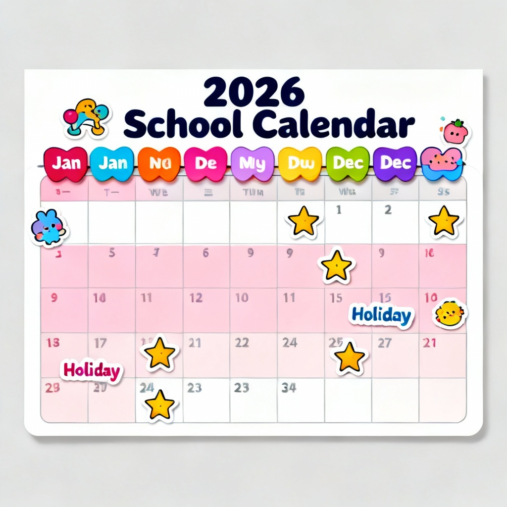 Colorful 2026 School Planner Calendar