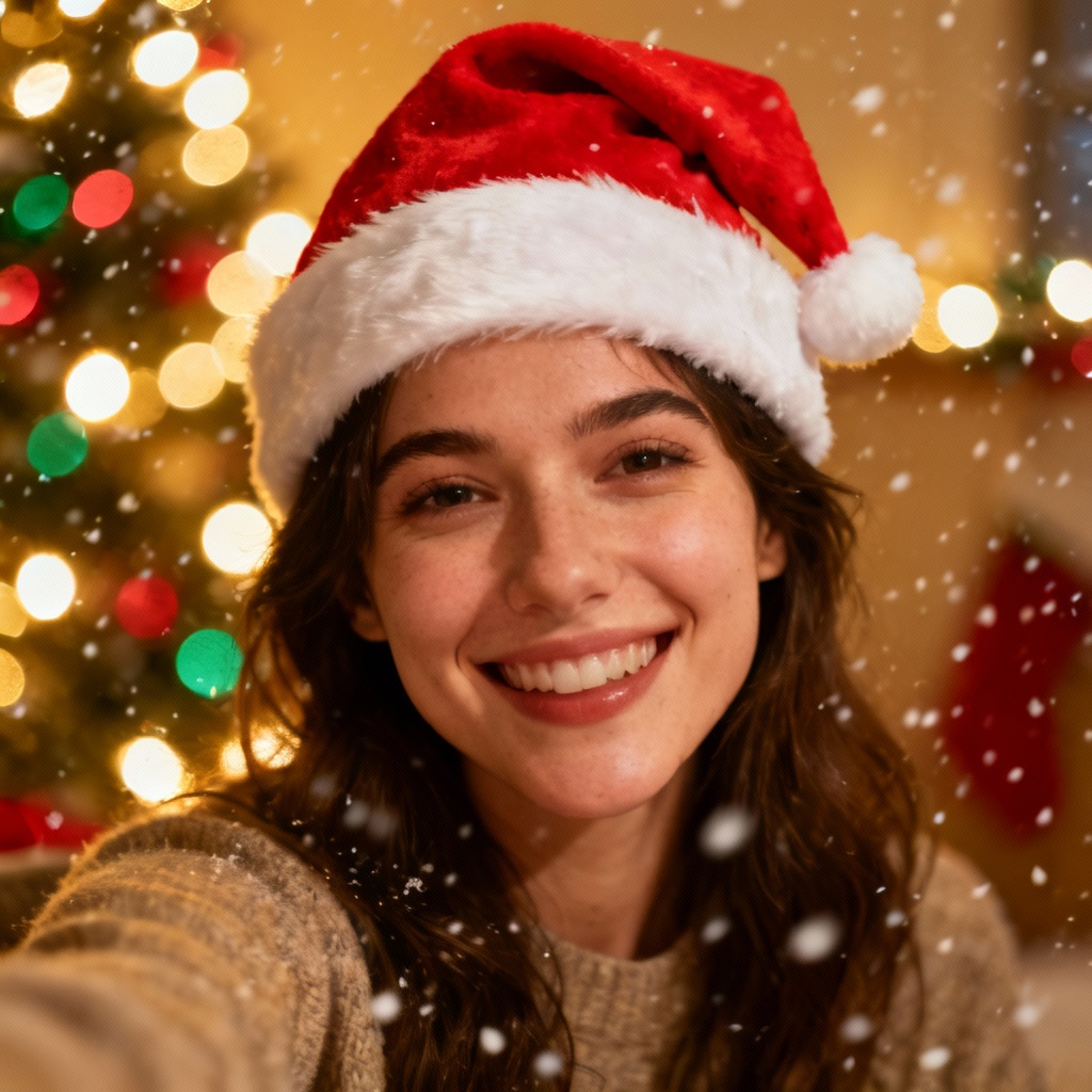 Add Chritmas Santa To Photo example with Santa hat and snow