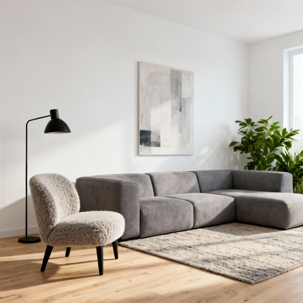 AI indoor decor concept for a modern living room