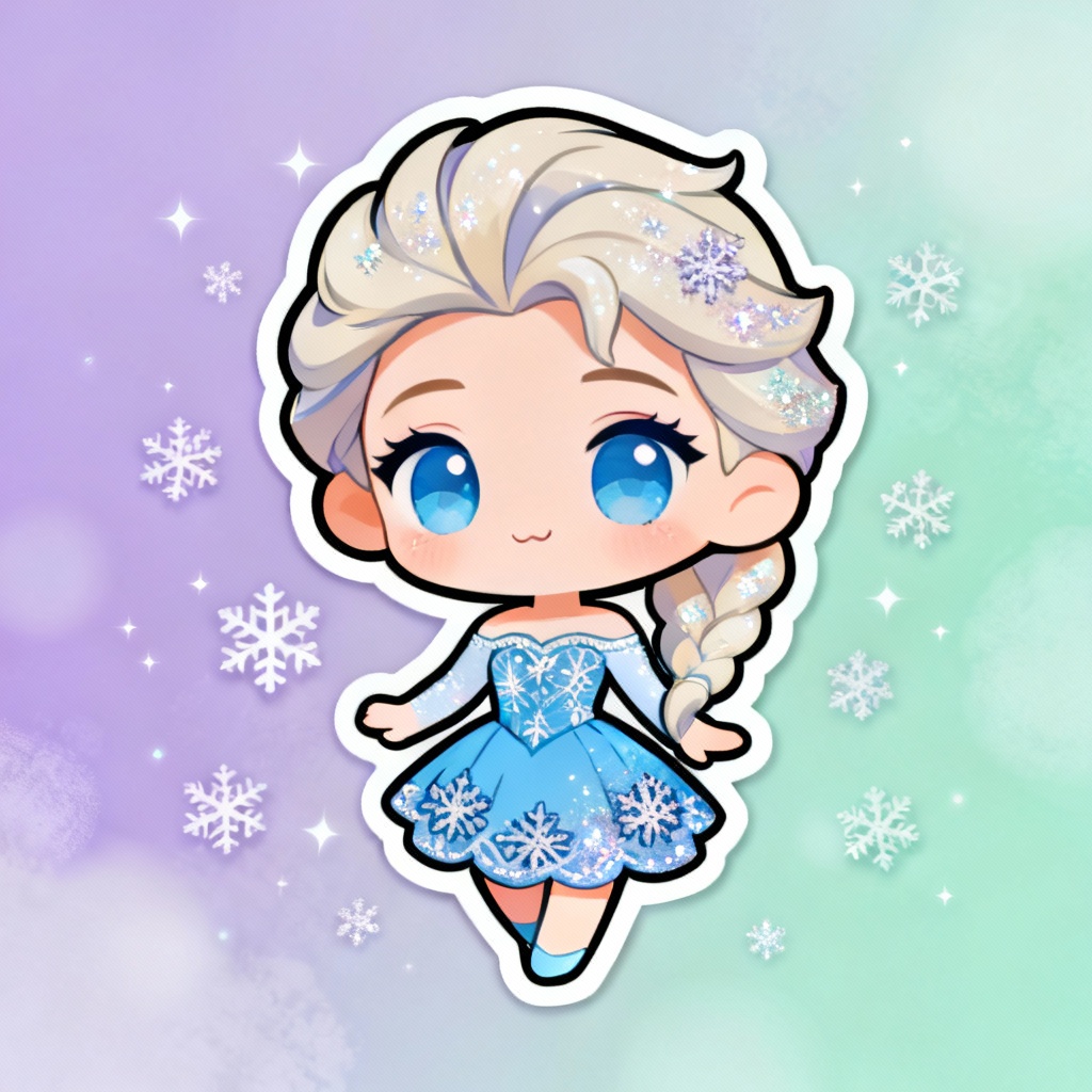 Chibi AI Elsa-style character with pastel background