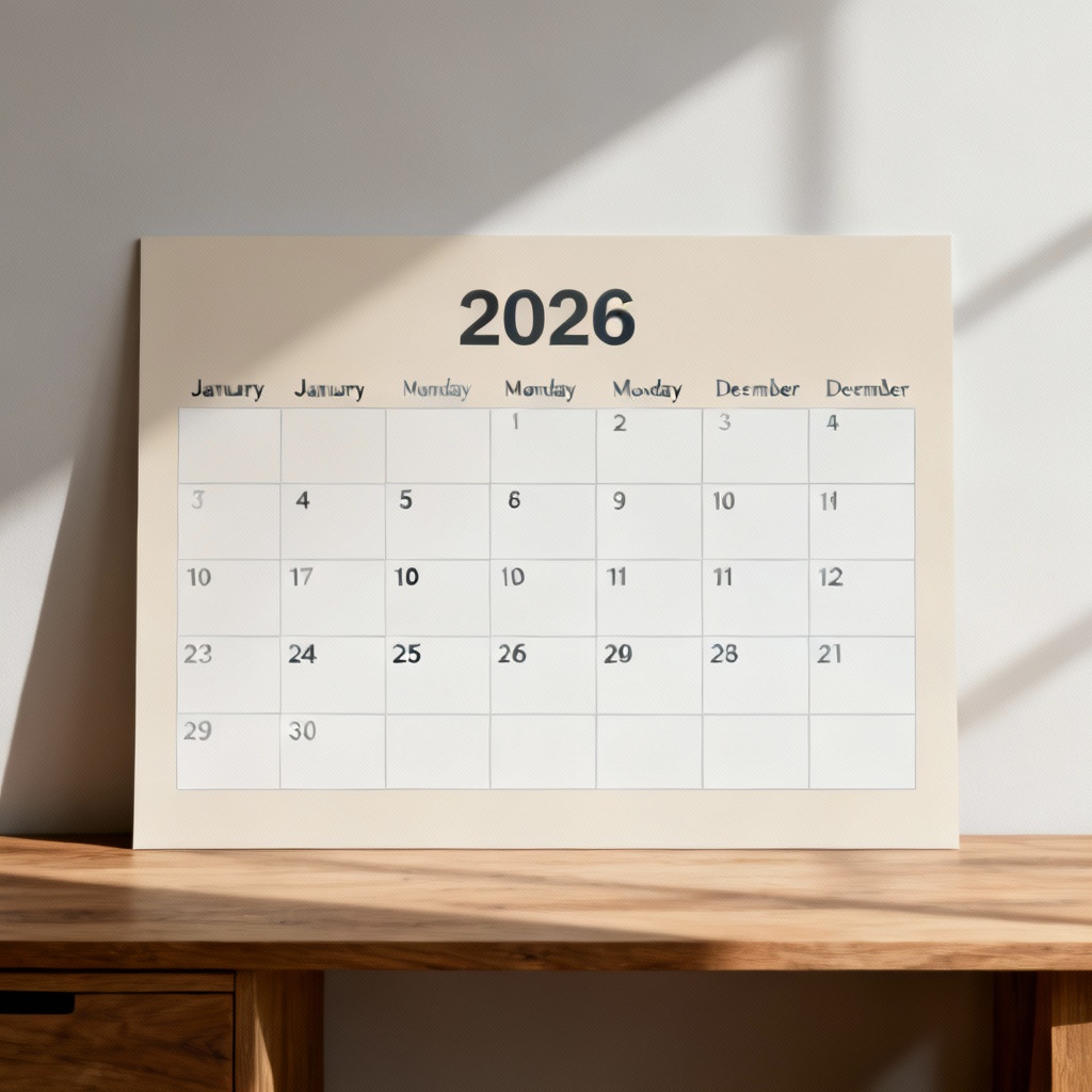 Modern Printable Calendar 2026 Mockup