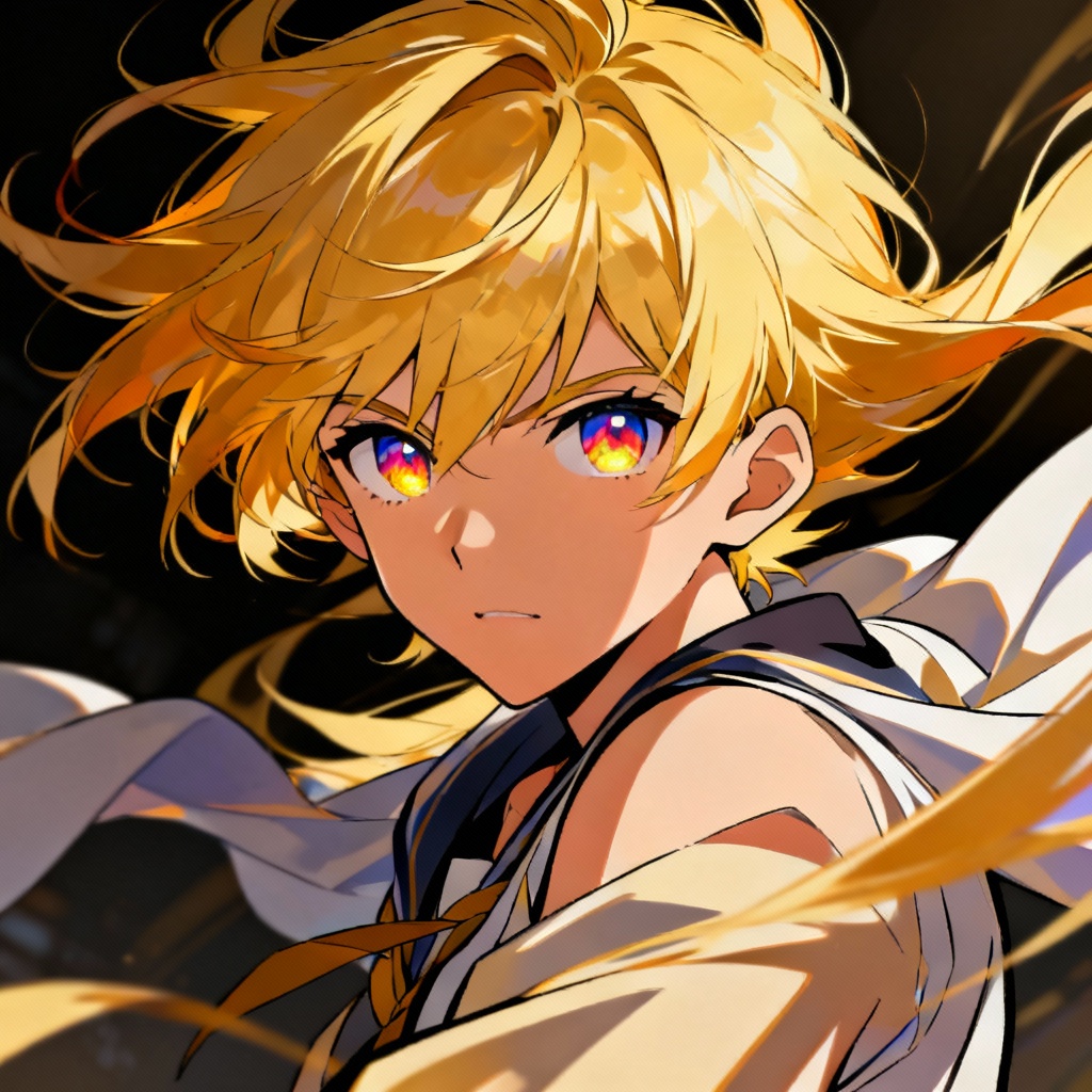 AI anime long golden blonde hair