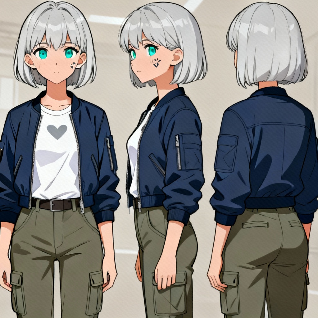 AI consistent character turnaround with front, side, back views