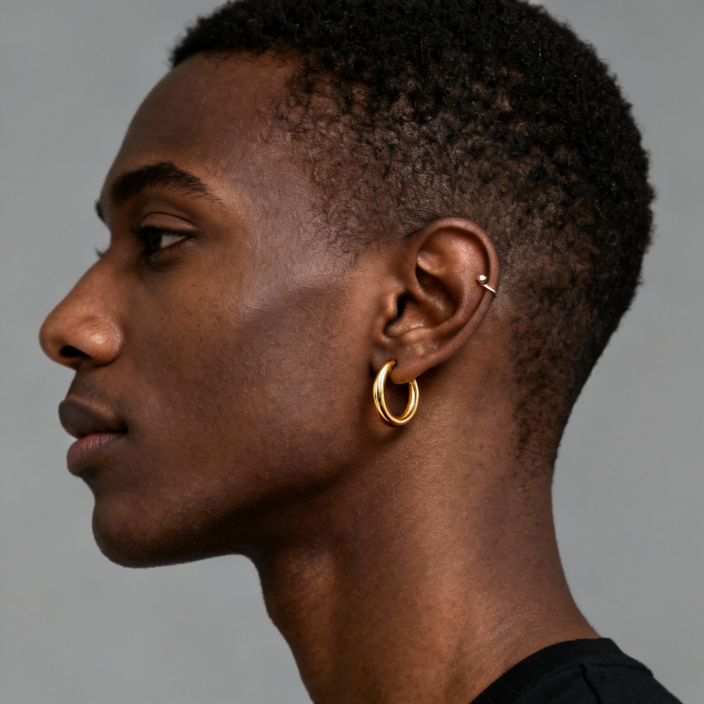 AI ear with hoop earring try-on mockup