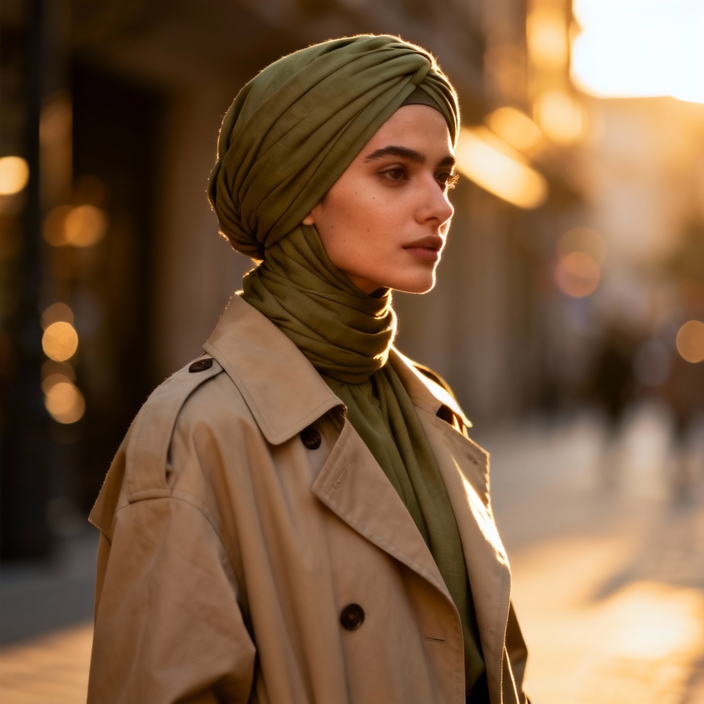 AI modern turban hijab street look