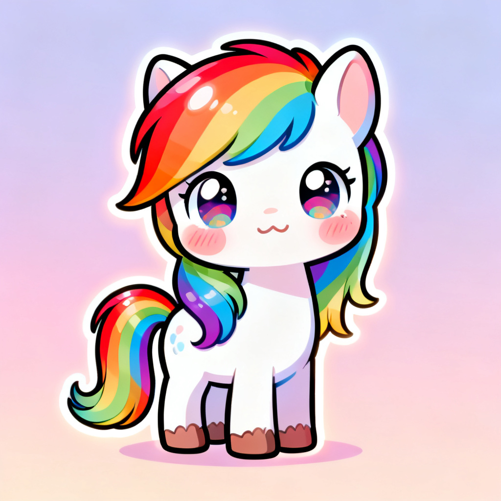 AI Rainbow Mane Chibi Pony