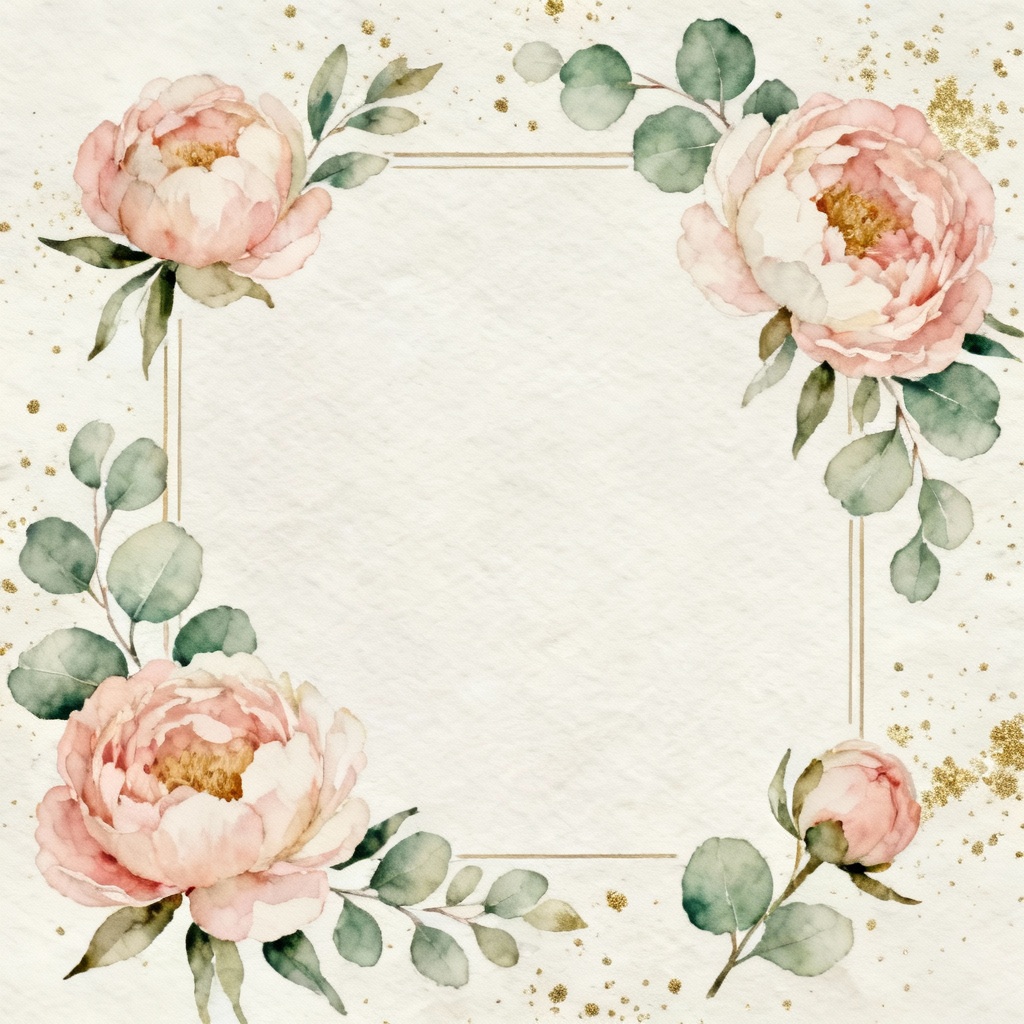 AI watercolor peony wedding invitation background