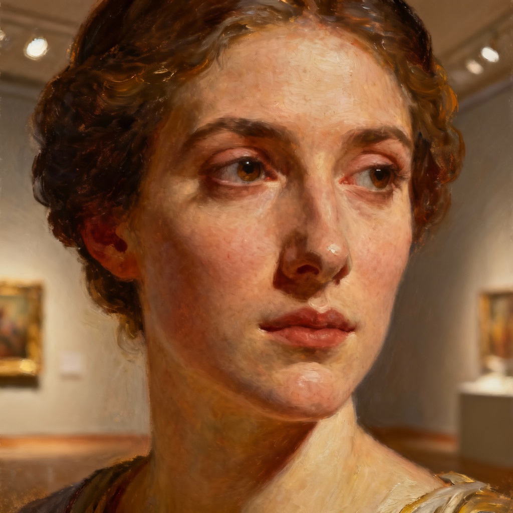 AI portrait converted into an oil painting with realistic brushstrokes