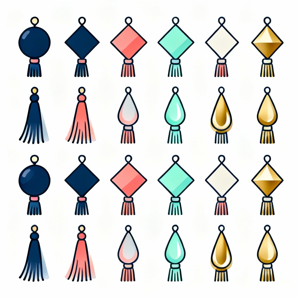 Colorful vector tassel icon set in flat style