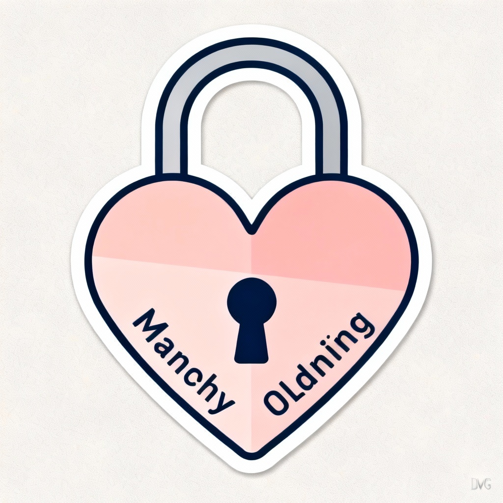 Minimal vector love lock icon with names