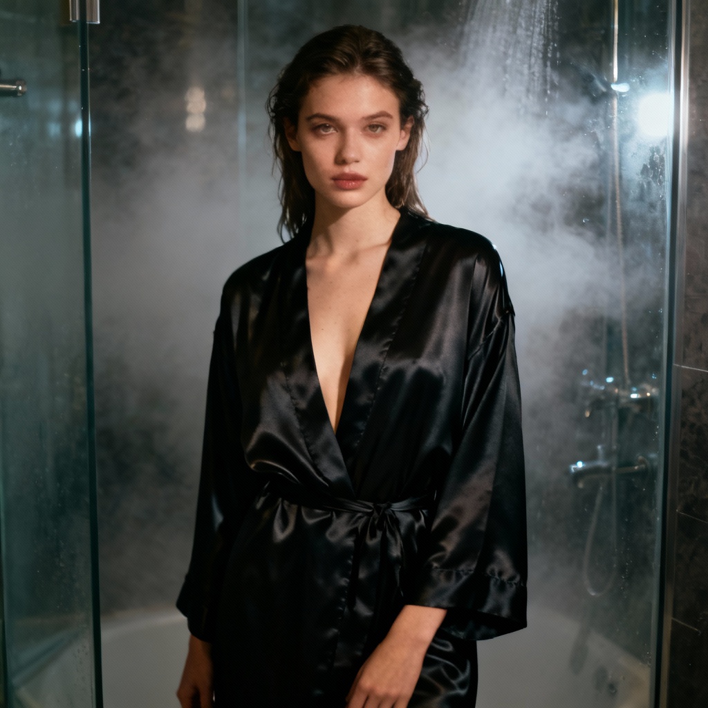 AI bathroom editorial portrait SFW