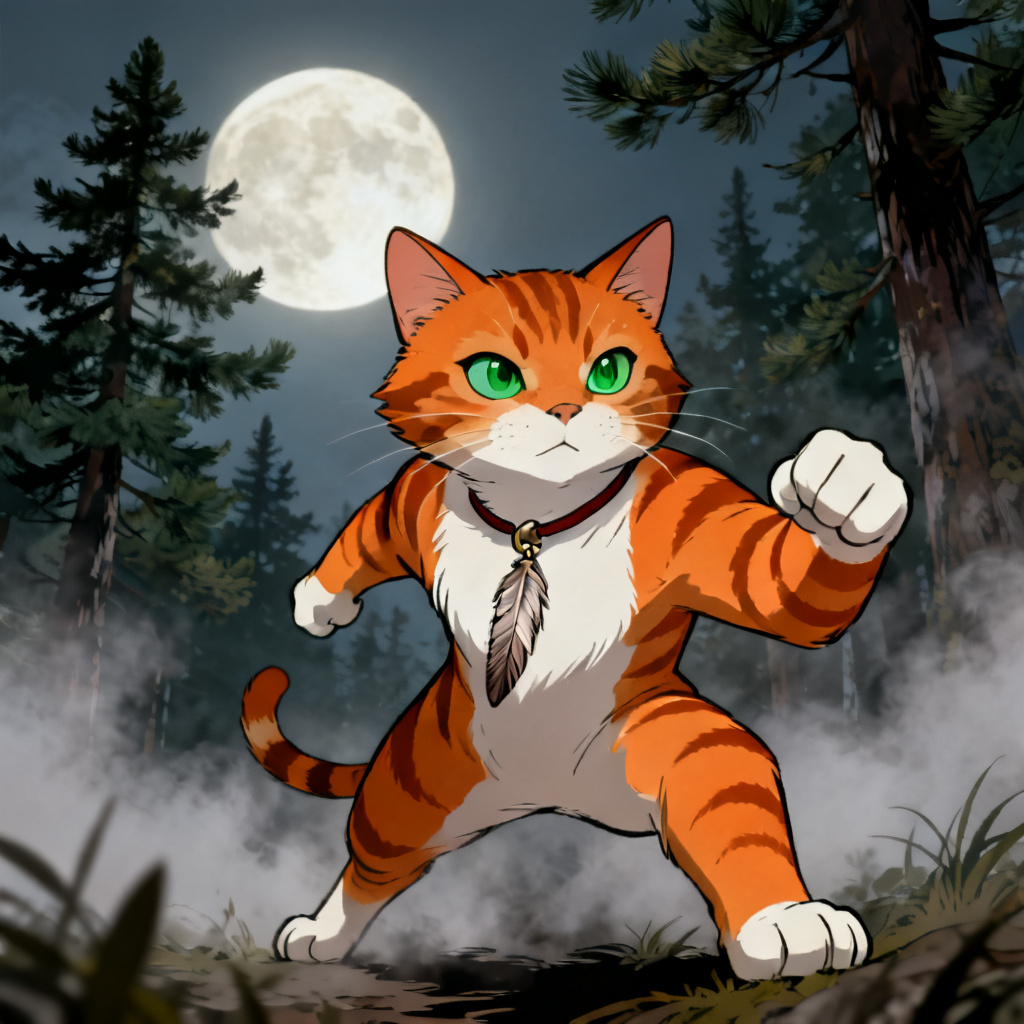 AI Warrior Cats OC In Moonlit Forest
