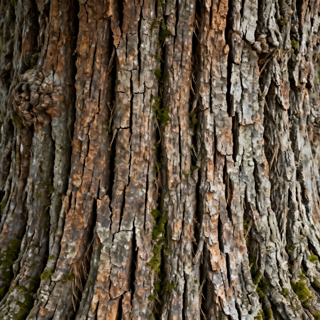 Seamless weathered oak bark texture with deep ridges