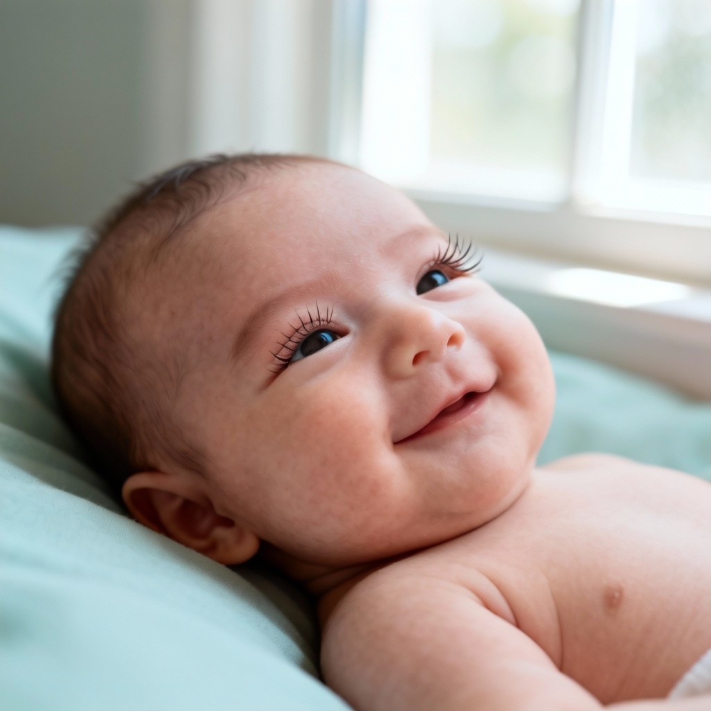Soft-lit realistic newborn portrait generated by AI