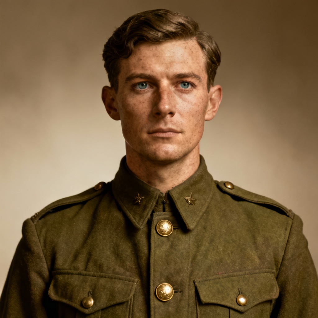 AI colorized historic soldier portrait