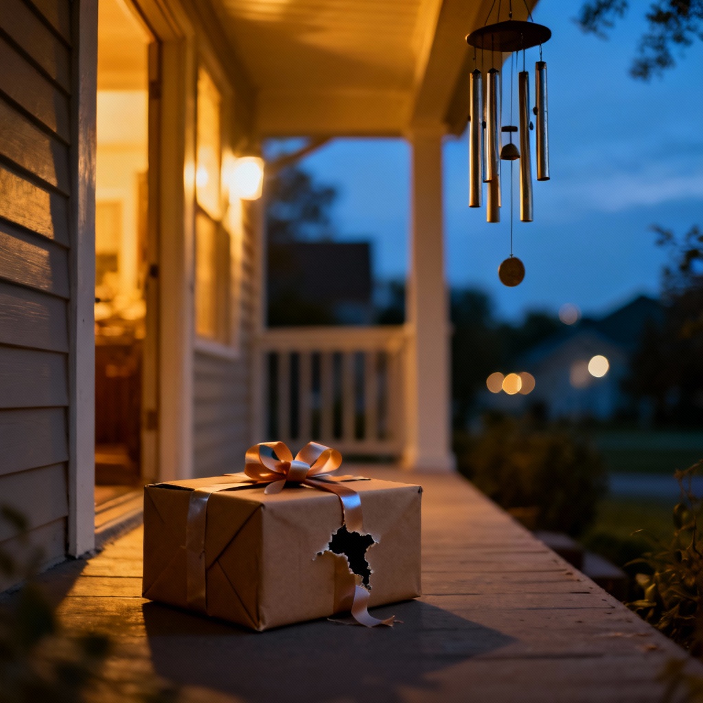 Mysterious suburban porch at dusk