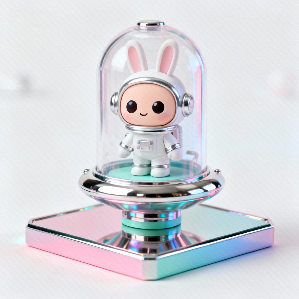 AI retro space bunny capsule toy figure