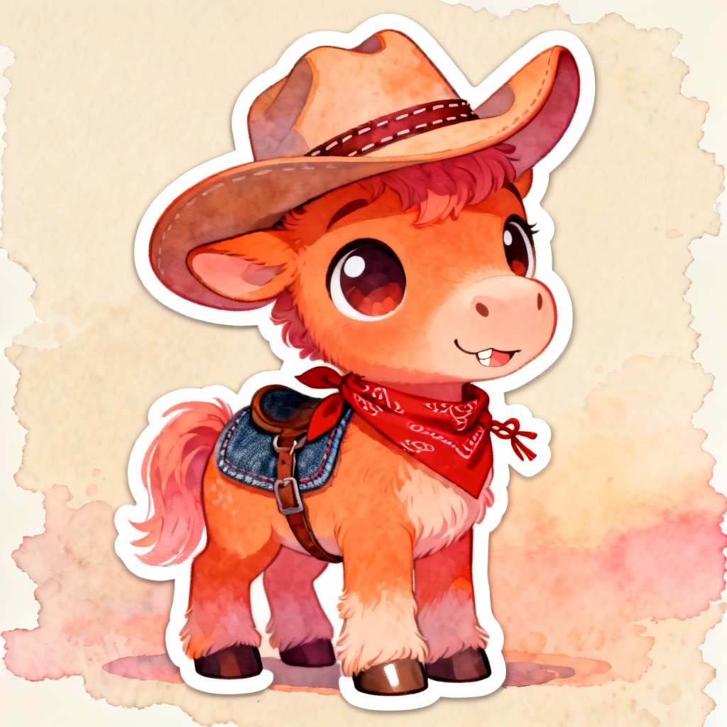 Cozy cowboy foal chibi avatar with hat