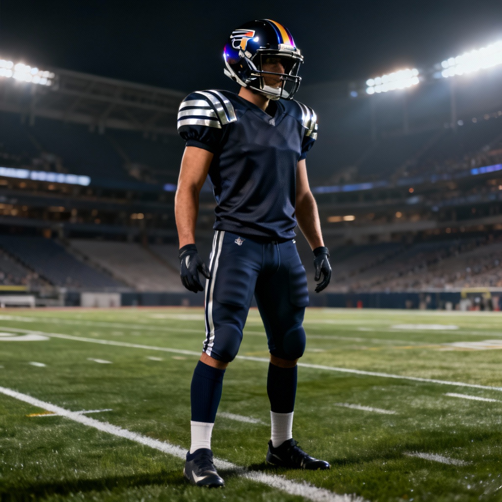 AI football uniform design mockup on stadium field