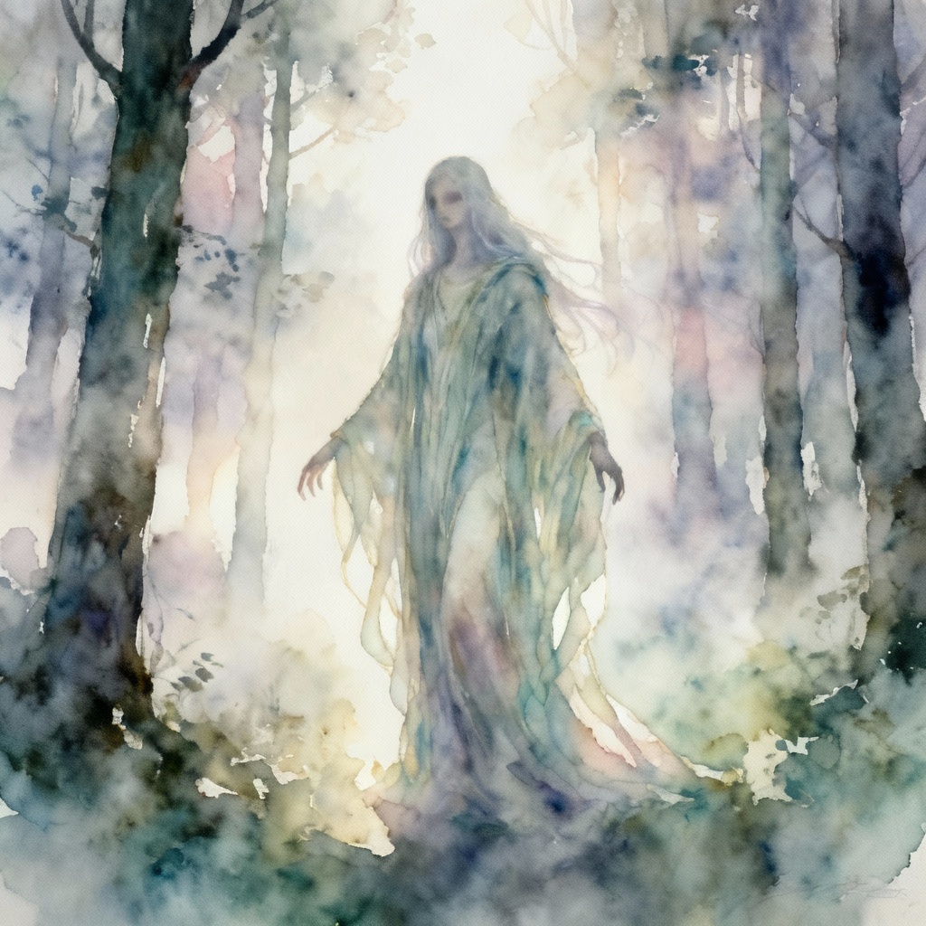 AI watercolor forest spirit