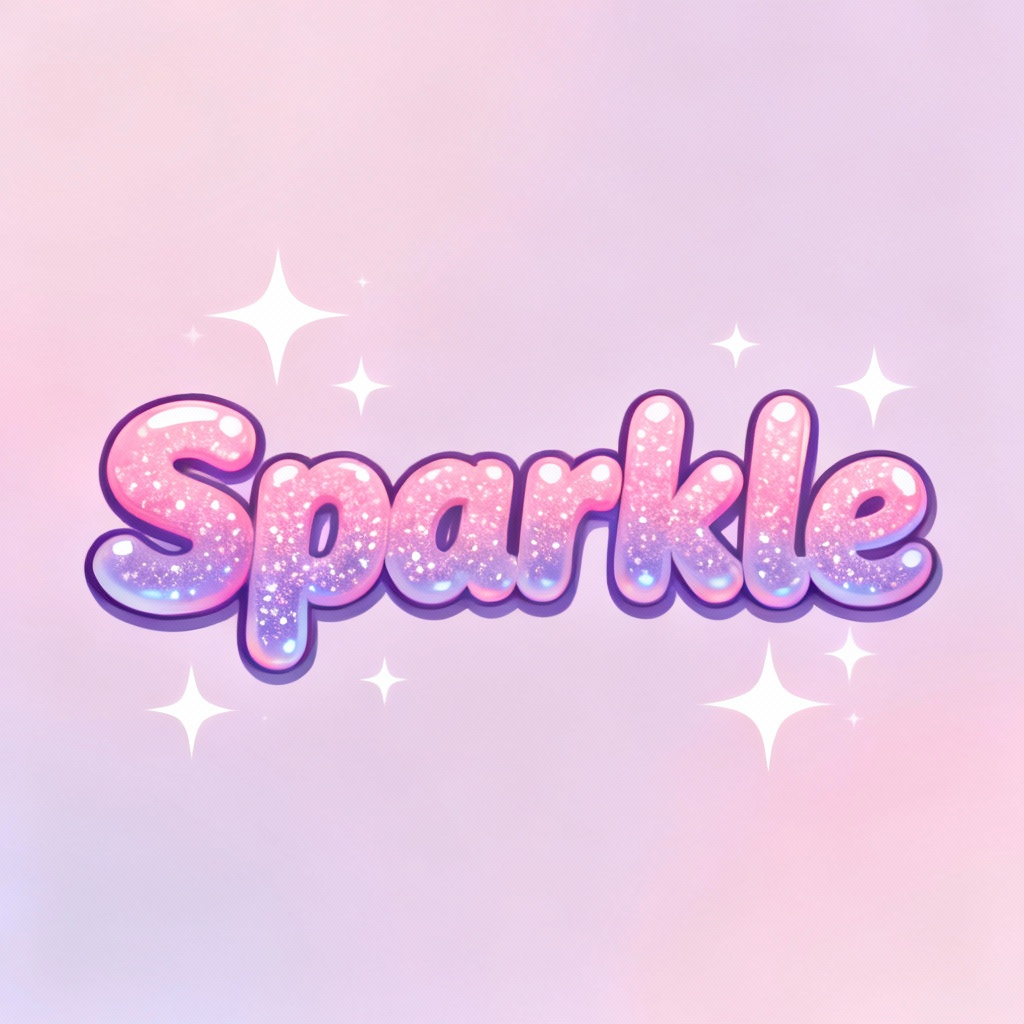 AI glitter text logo in kawaii style
