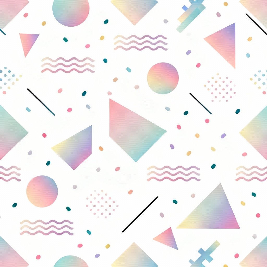 AI abstract seamless Memphis pattern with pastel shapes