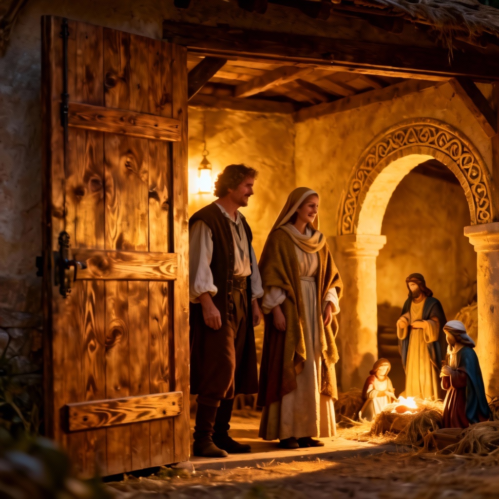 AI image of hospitality scene at the inn during Las Posadas