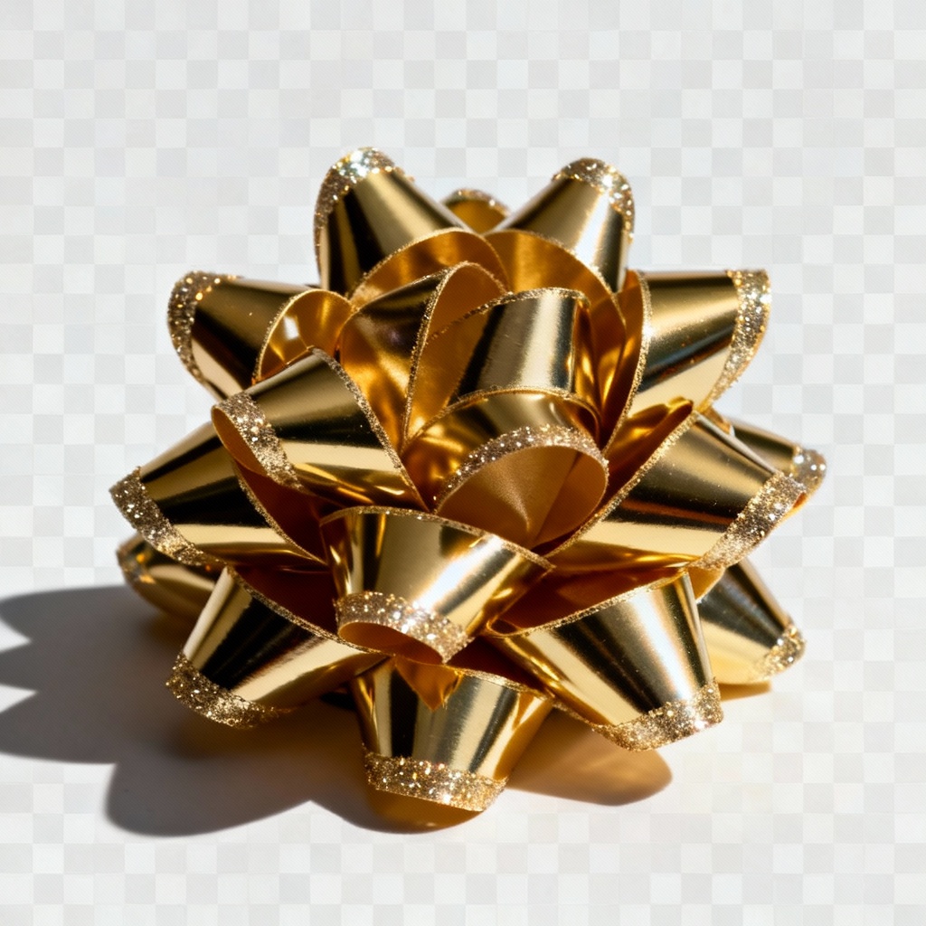AI metallic gold Christmas bow tree topper