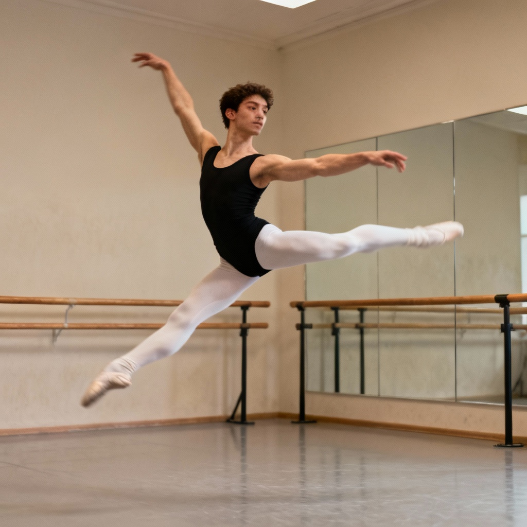 AI ballet dancing boy grand jete