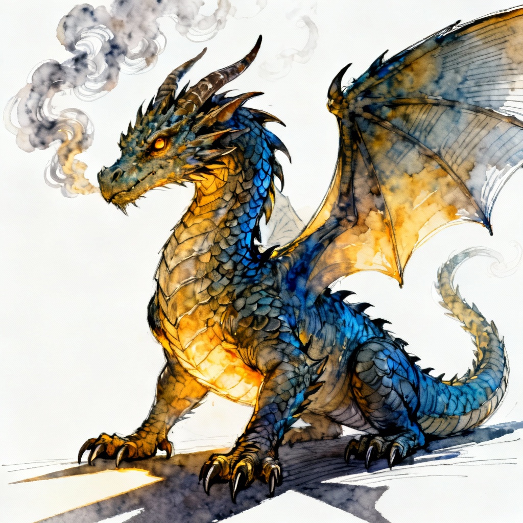 AI colorful fantasy dragon marker sketch
