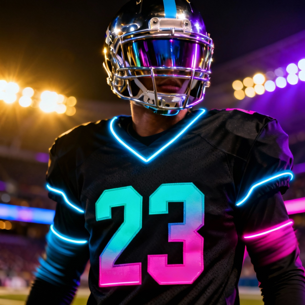 AI neon night football uniform design