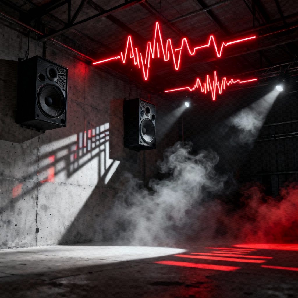 AI techno warehouse DJ set art
