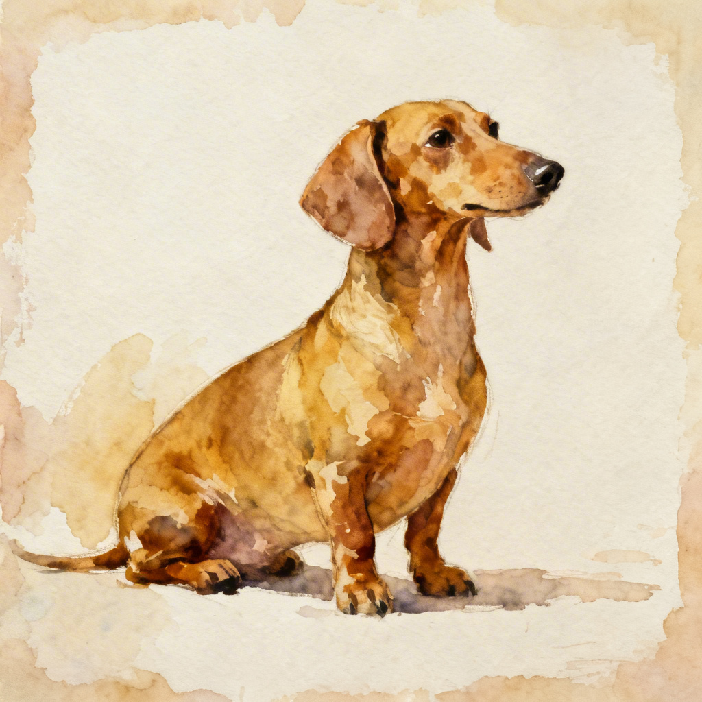 AI watercolor dachshund dog painting