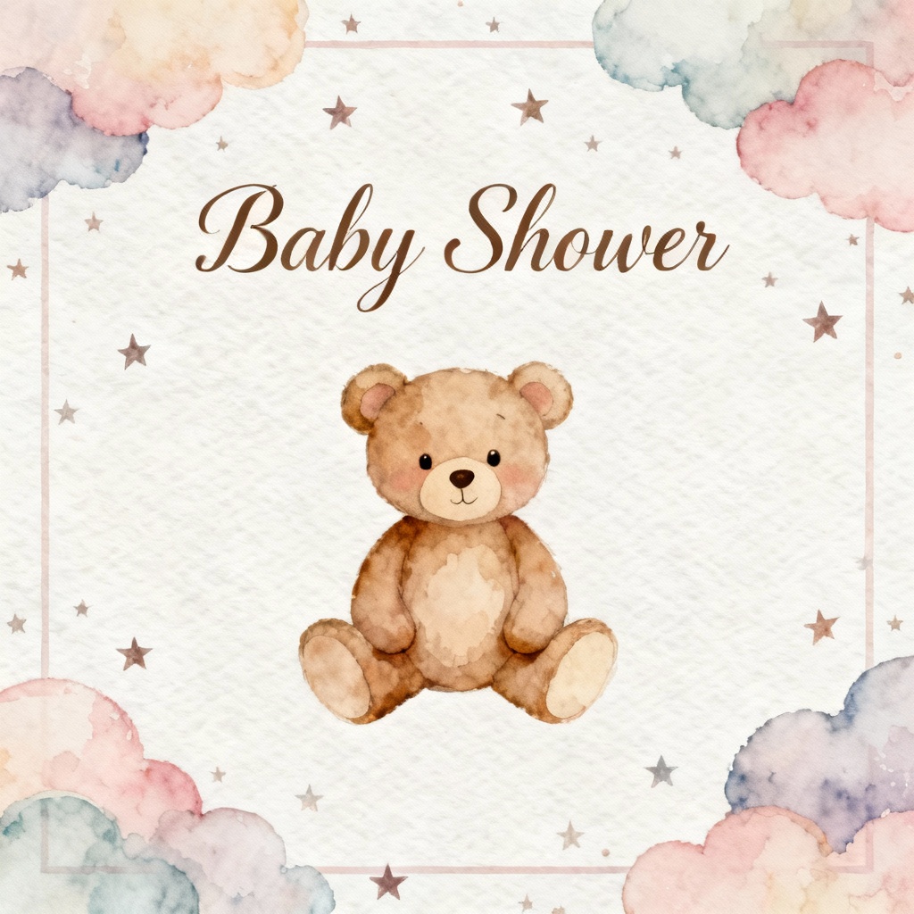 AI pastel baby shower invitation card