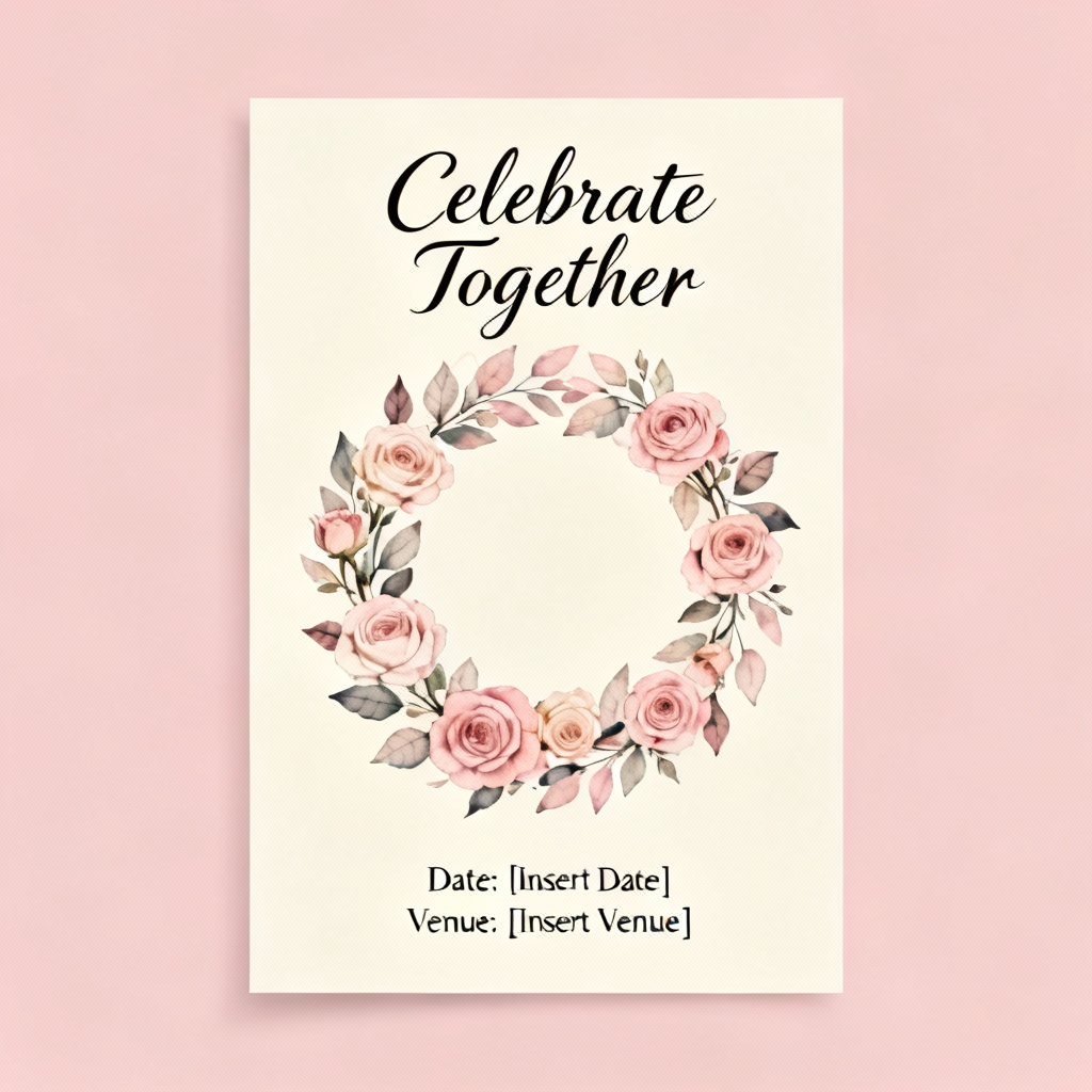AI cute wedding save the date floral invitation card