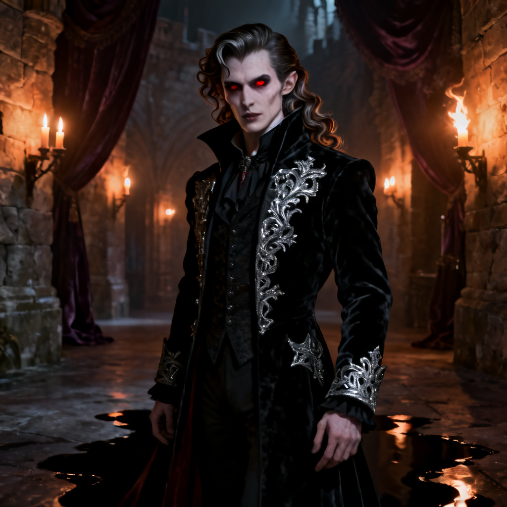AI vampire noble character portrait