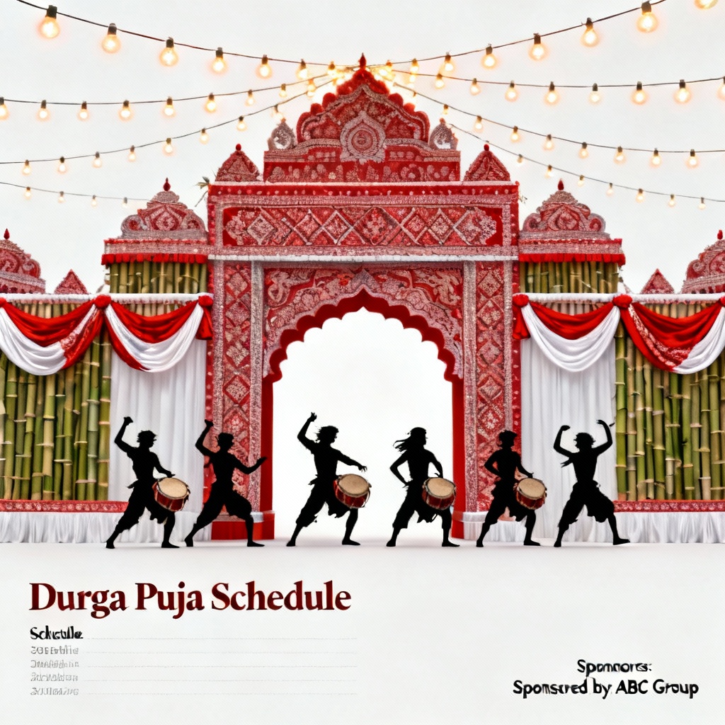 AI Durga Puja pandal architectural poster