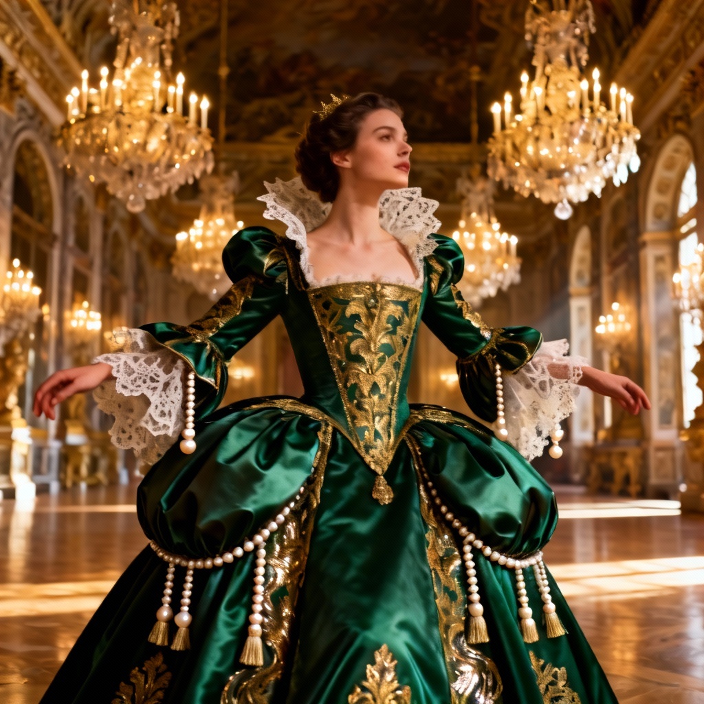 AI Baroque Emerald Empress Dress