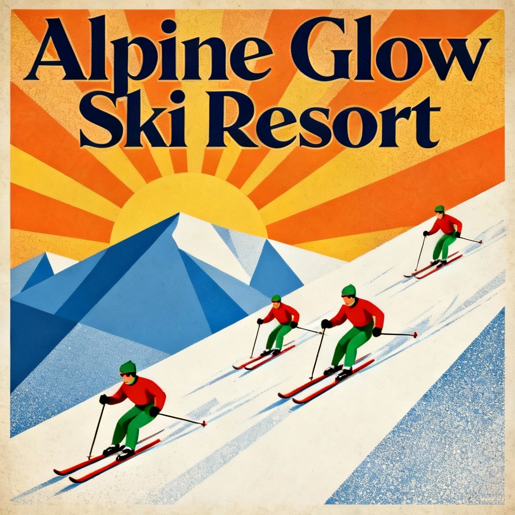 AI Vintage Ski Resort Poster Design