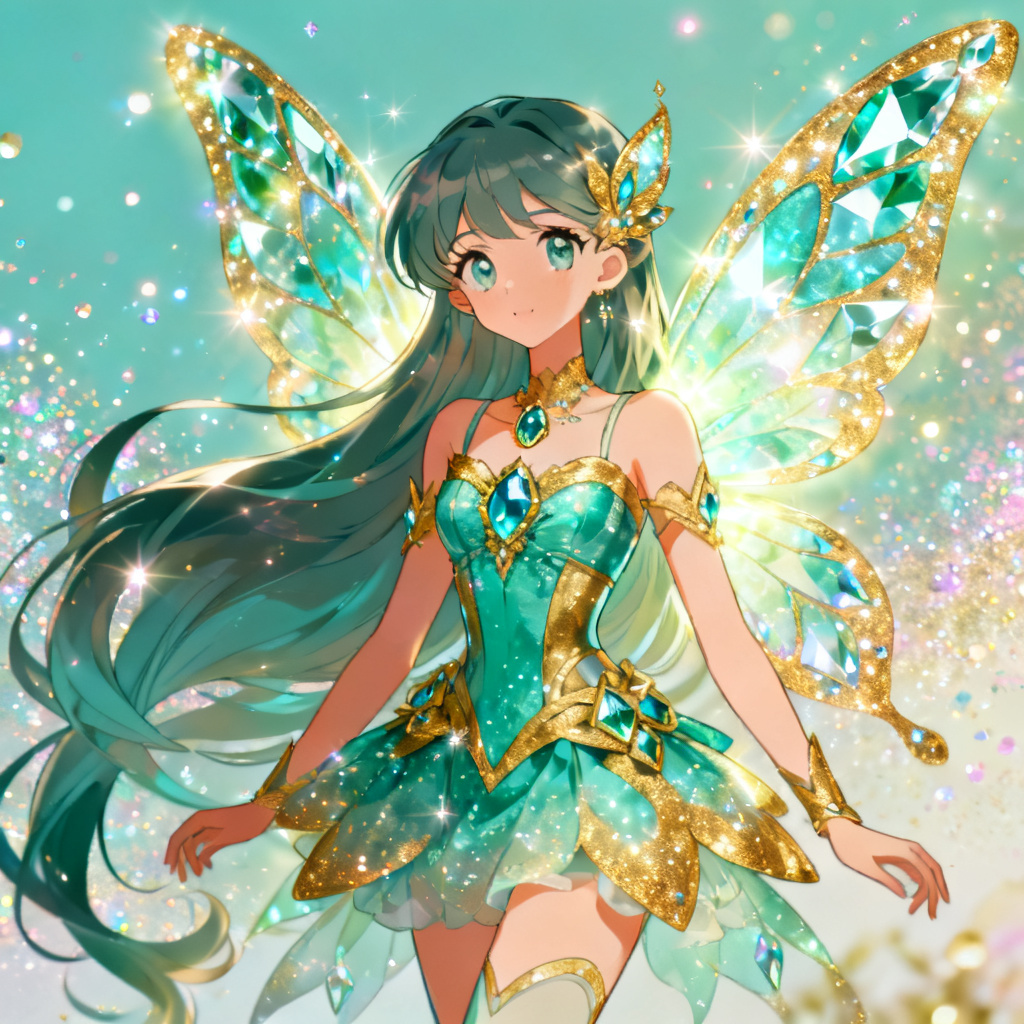 AI Winx Enchantix OC with crystal butterfly wings and glowing aura