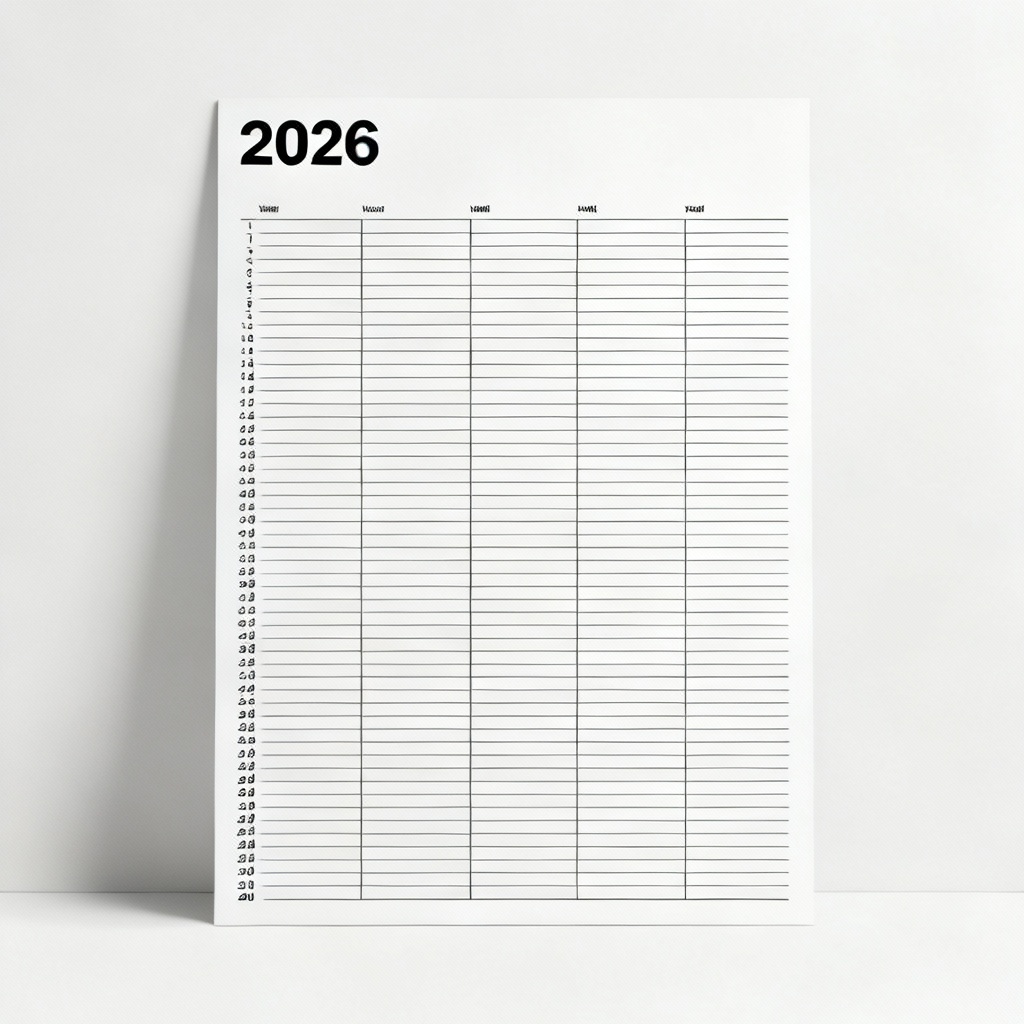 Yearly 2026 Calendar Minimal Wall Poster